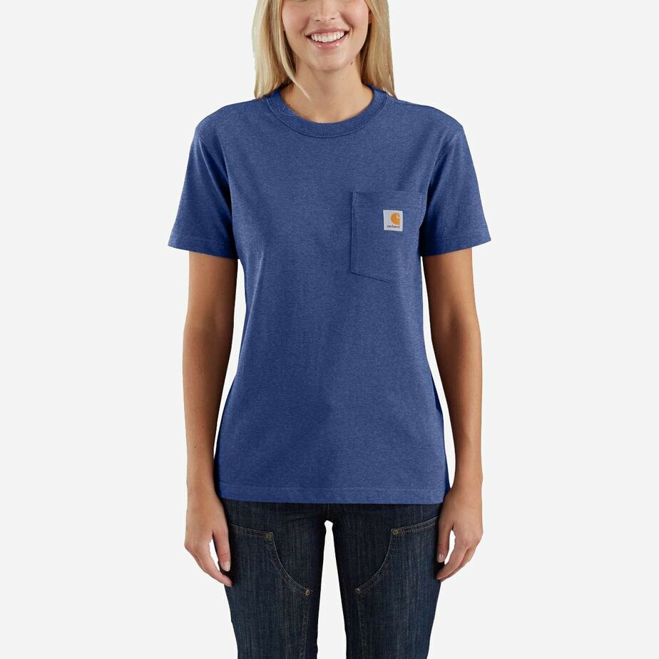 Carhartt t-shirt med brystlomme til kvinder - SCOUT BLUE HEATHER, XS