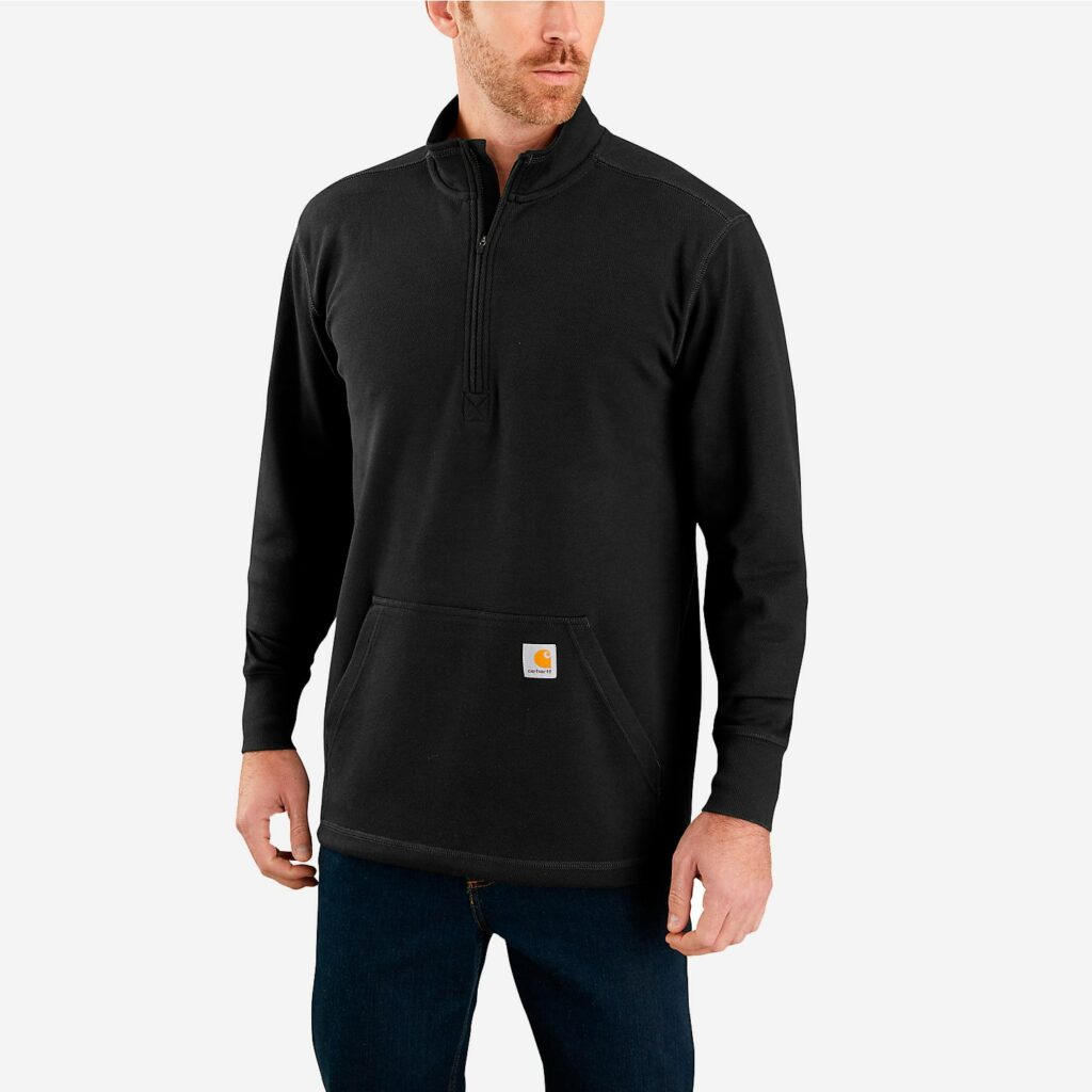 Carhartt sweater med half zip - ELM HEATHER, XXL