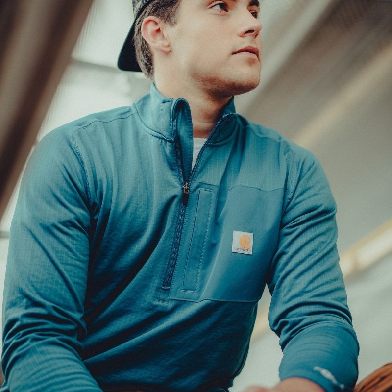 CARHARTT MOCK NECK HALF-ZIP T-SHIRT