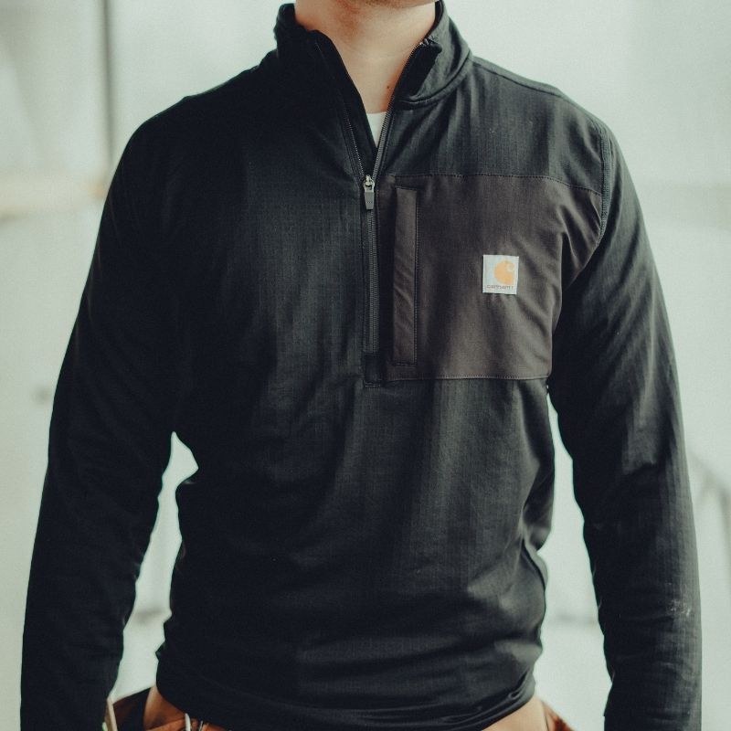 CARHARTT MOCK NECK HALF-ZIP T-SHIRT